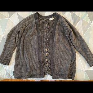 Oversized, Dark Green Sweater Cardigan, Pink Rose Brand, Medium.